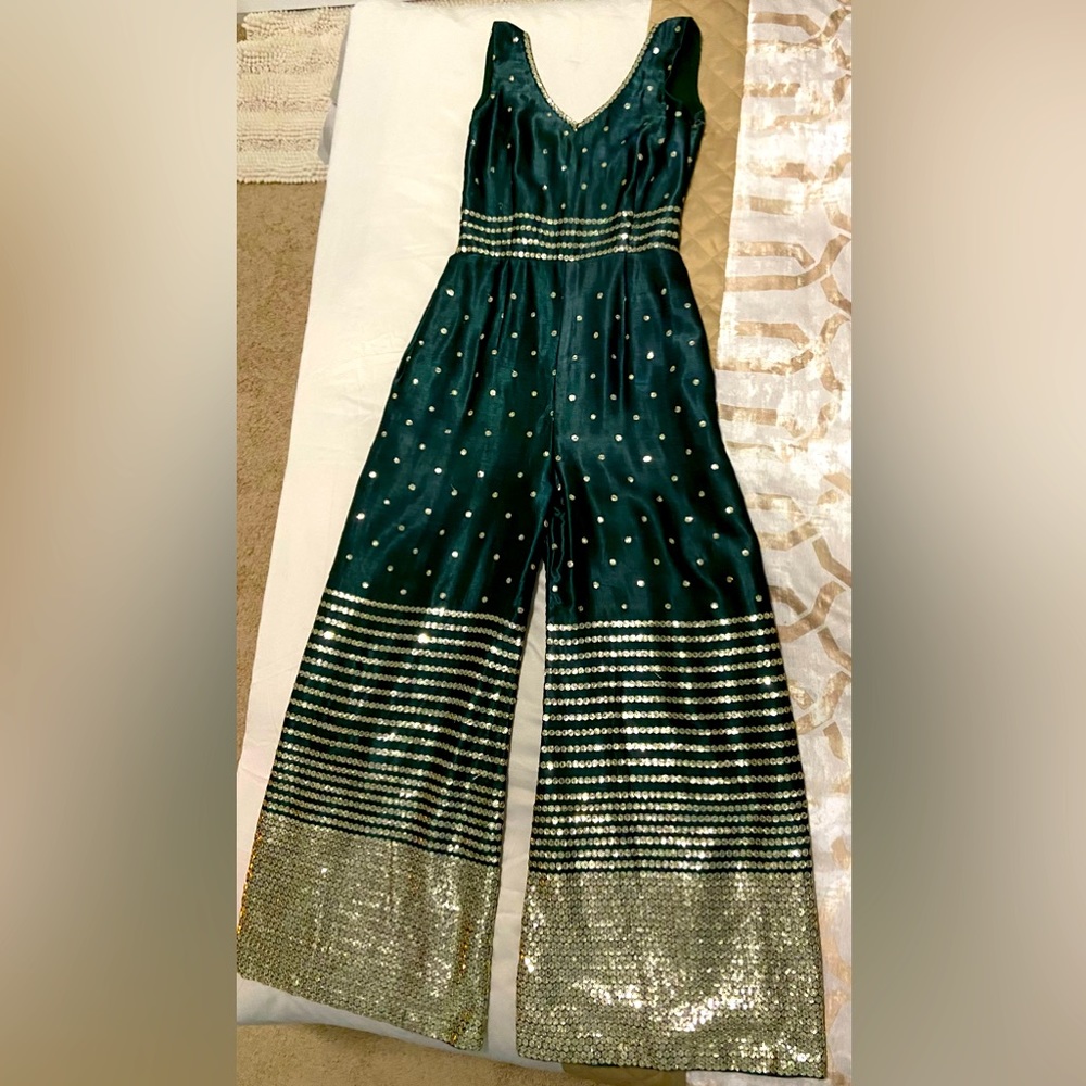 Green fusion jumpsuit - Indian / Pakistani / Desi party wear
